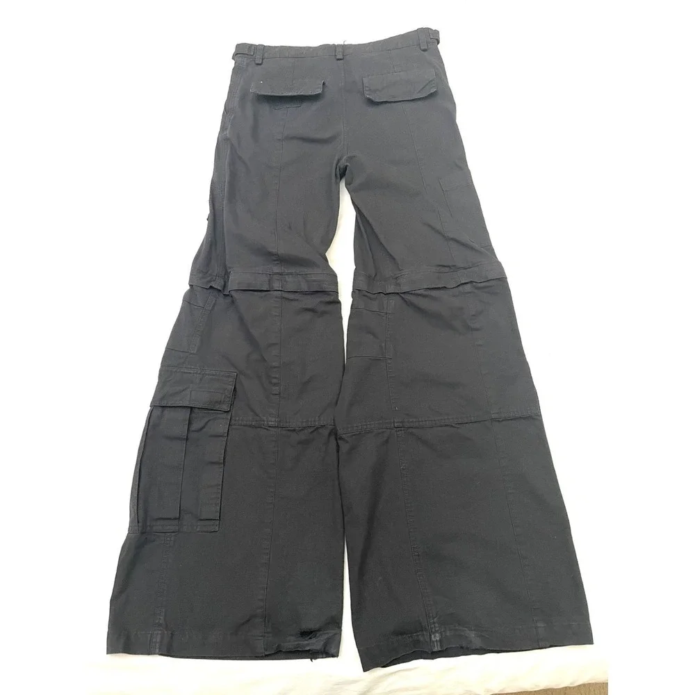 Balenciaga Flared Cargo Pants Unisex Large Black 34x34 Ripstop Convertible
